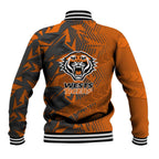 Wests Tigers Rugby Baseball Jacket Fierce Mascot Geometric Tribal Art