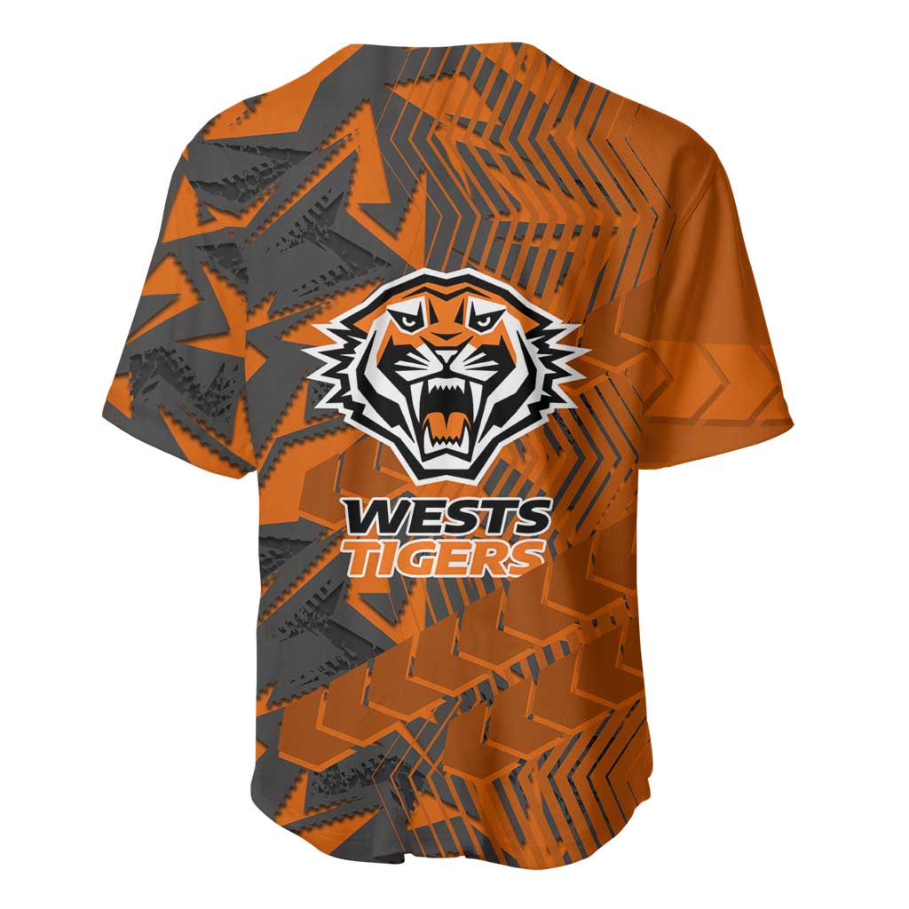 Wests Tigers Rugby Baseball Jersey Fierce Mascot Geometric Tribal Art