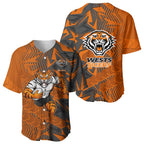 Wests Tigers Rugby Baseball Jersey Fierce Mascot Geometric Tribal Art