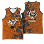 Wests Tigers Rugby Basketball Jersey Fierce Mascot Geometric Tribal Art
