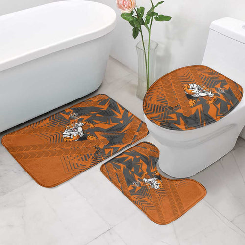 Wests Tigers Rugby Bathroom Set Fierce Mascot Geometric Tribal Art