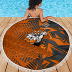 Wests Tigers Rugby Beach Blanket Fierce Mascot Geometric Tribal Art