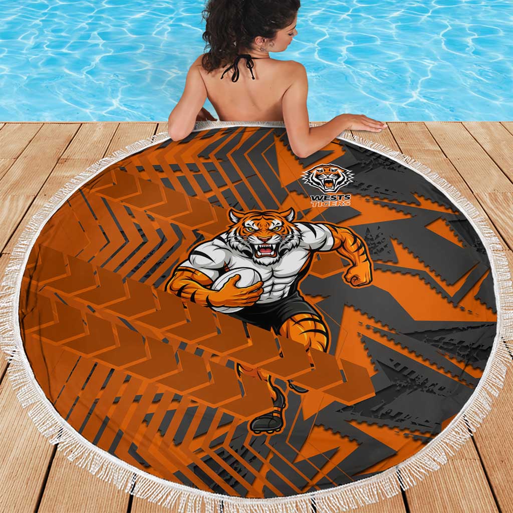 Wests Tigers Rugby Beach Blanket Fierce Mascot Geometric Tribal Art