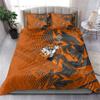 Wests Tigers Rugby Bedding Set Fierce Mascot Geometric Tribal Art