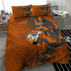 Wests Tigers Rugby Bedding Set Fierce Mascot Geometric Tribal Art