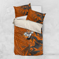 Wests Tigers Rugby Bedding Set Fierce Mascot Geometric Tribal Art