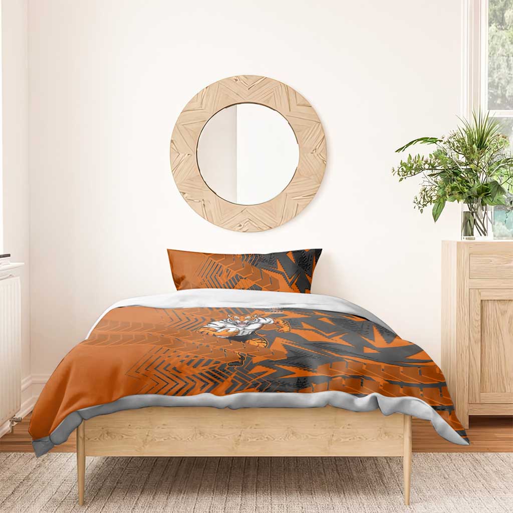 Wests Tigers Rugby Bedding Set Fierce Mascot Geometric Tribal Art