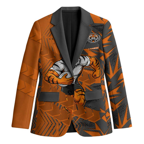 Wests Tigers Rugby Blazer Fierce Mascot Geometric Tribal Art
