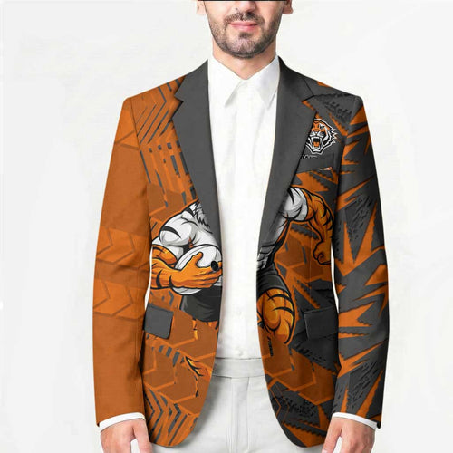 Wests Tigers Rugby Blazer Fierce Mascot Geometric Tribal Art