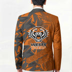 Wests Tigers Rugby Blazer Fierce Mascot Geometric Tribal Art