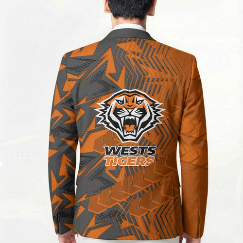 Wests Tigers Rugby Blazer Fierce Mascot Geometric Tribal Art