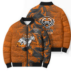 Wests Tigers Rugby Bomber Puffer Jacket Fierce Mascot Geometric Tribal Art