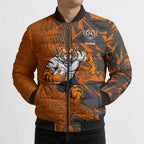 Wests Tigers Rugby Bomber Puffer Jacket Fierce Mascot Geometric Tribal Art