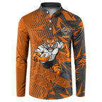 Wests Tigers Rugby Button Sweatshirt Fierce Mascot Geometric Tribal Art