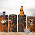 Wests Tigers Rugby 4 in 1 Can Cooler Tumbler Fierce Mascot Geometric Tribal Art