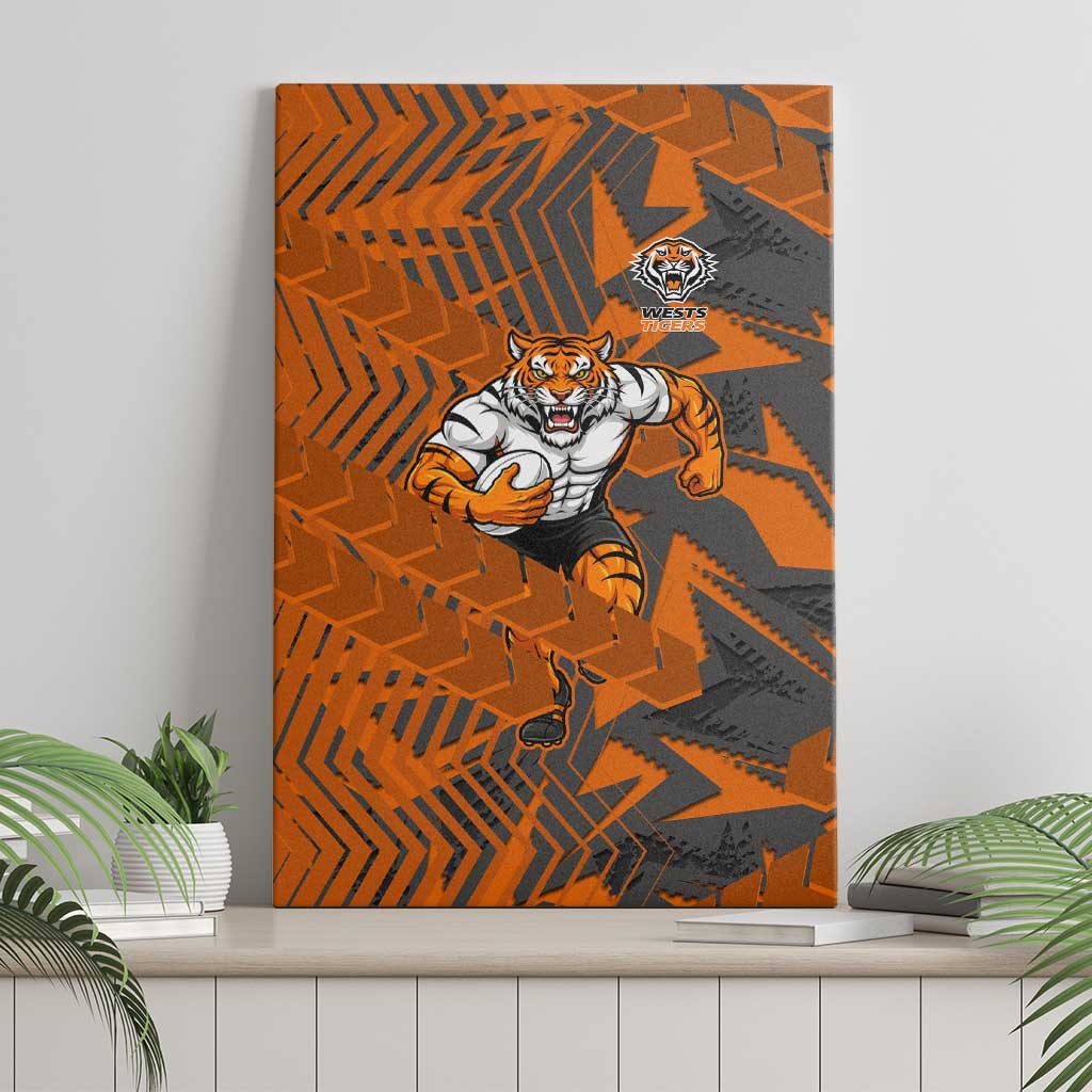 Wests Tigers Rugby Canvas Wall Art Fierce Mascot Geometric Tribal Art
