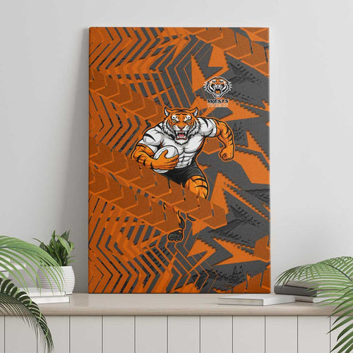 Wests Tigers Rugby Canvas Wall Art Fierce Mascot Geometric Tribal Art