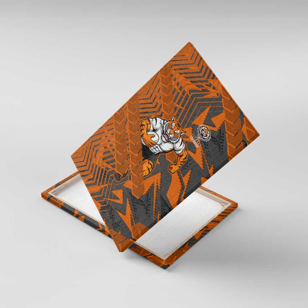 Wests Tigers Rugby Canvas Wall Art Fierce Mascot Geometric Tribal Art