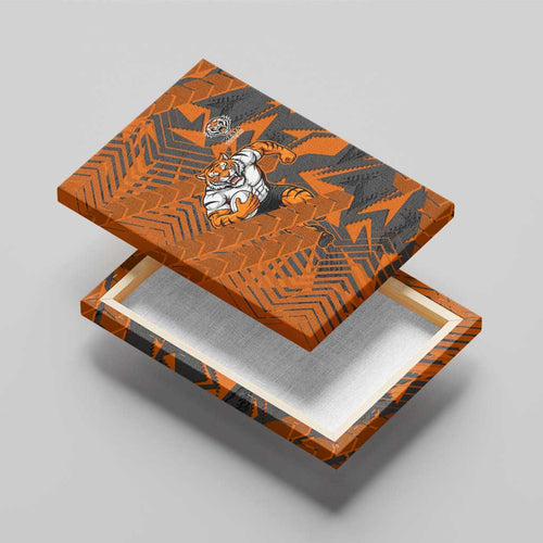 Wests Tigers Rugby Canvas Wall Art Fierce Mascot Geometric Tribal Art