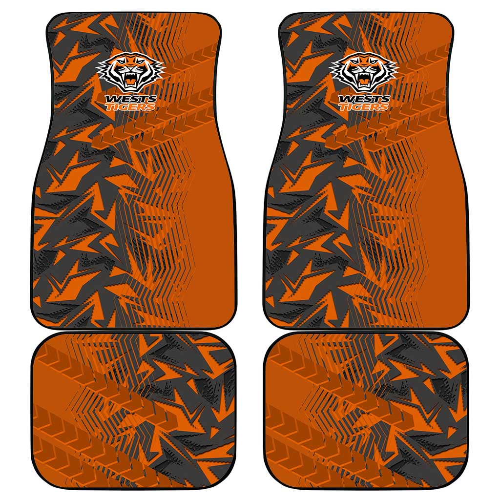 Wests Tigers Rugby Car Mats Fierce Mascot Geometric Tribal Art