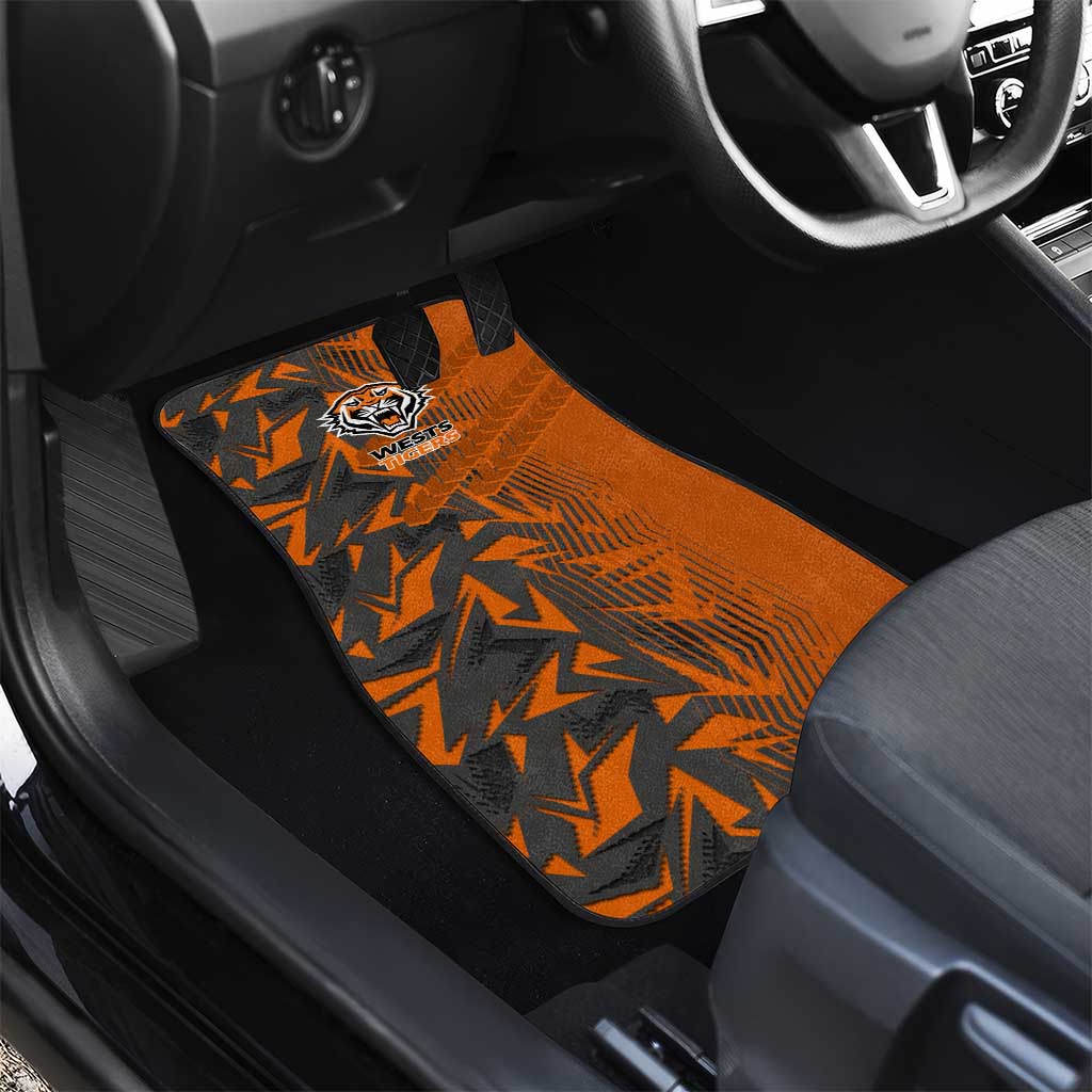 Wests Tigers Rugby Car Mats Fierce Mascot Geometric Tribal Art