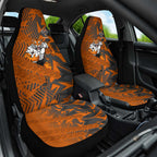 Wests Tigers Rugby Car Seat Cover Fierce Mascot Geometric Tribal Art