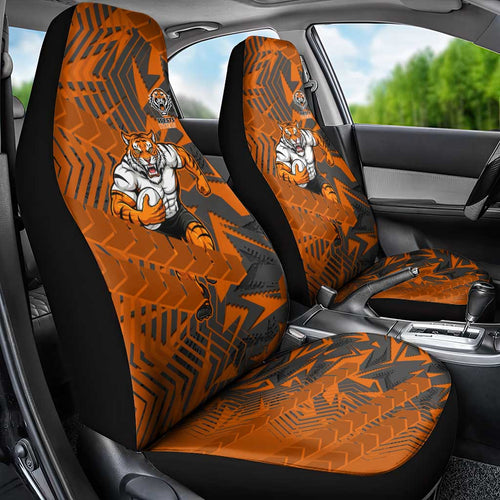 Wests Tigers Rugby Car Seat Cover Fierce Mascot Geometric Tribal Art