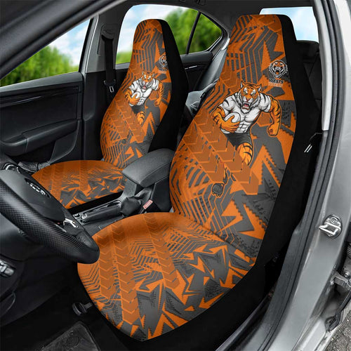 Wests Tigers Rugby Car Seat Cover Fierce Mascot Geometric Tribal Art