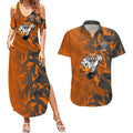 Wests Tigers Rugby Couples Matching Summer Maxi Dress and Hawaiian Shirt Fierce Mascot Geometric Tribal Art