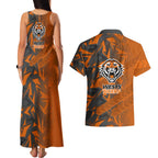 Wests Tigers Rugby Couples Matching Tank Maxi Dress and Hawaiian Shirt Fierce Mascot Geometric Tribal Art