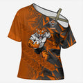 Wests Tigers Rugby Cross Shoulder Shirt Fierce Mascot Geometric Tribal Art