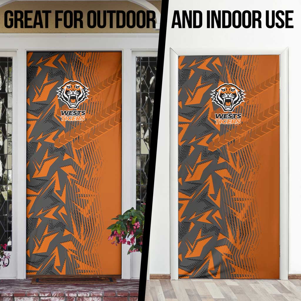 Wests Tigers Rugby Door Cover Fierce Mascot Geometric Tribal Art