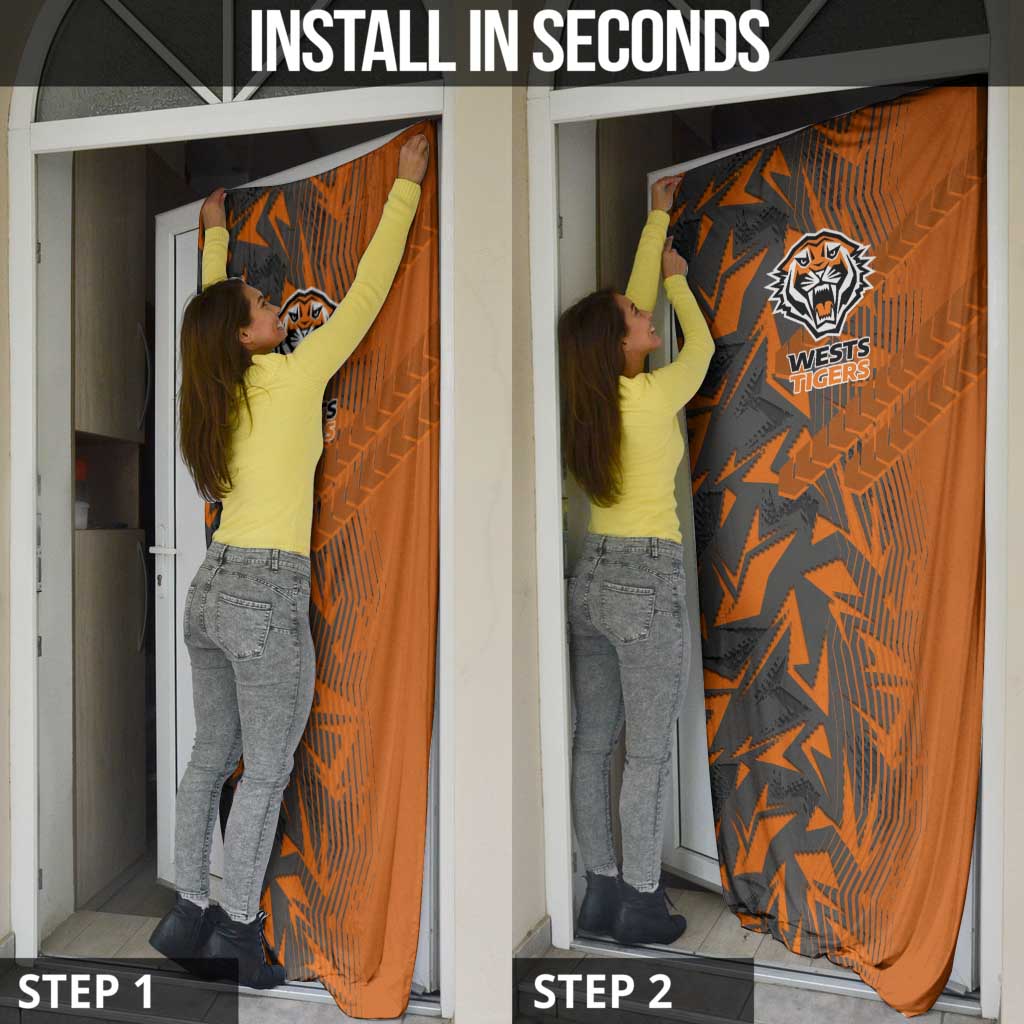 Wests Tigers Rugby Door Cover Fierce Mascot Geometric Tribal Art