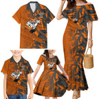 Wests Tigers Rugby Family Matching Mermaid Dress and Hawaiian Shirt Fierce Mascot Geometric Tribal Art