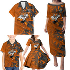 Wests Tigers Rugby Family Matching Puletasi and Hawaiian Shirt Fierce Mascot Geometric Tribal Art