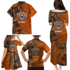 Wests Tigers Rugby Family Matching Puletasi and Hawaiian Shirt Fierce Mascot Geometric Tribal Art