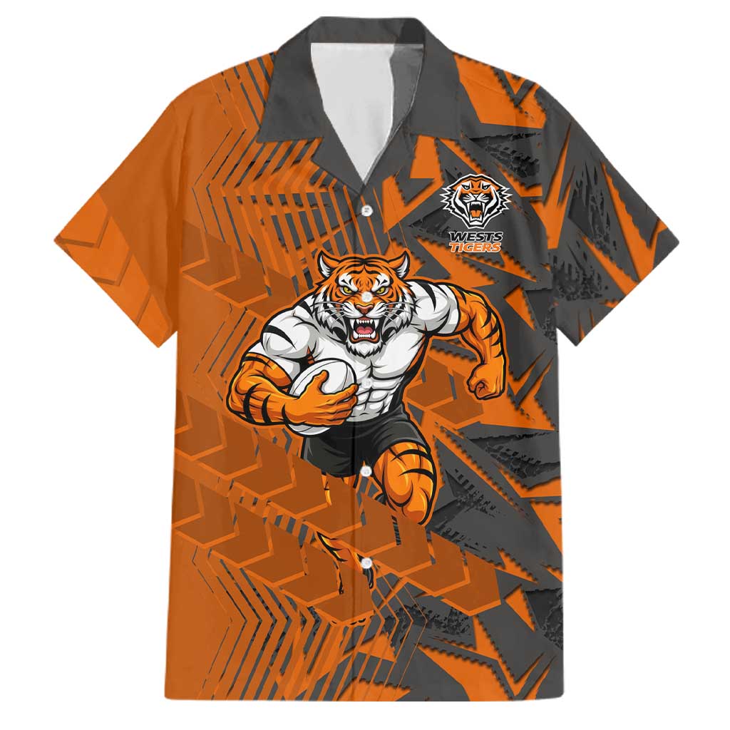 Wests Tigers Rugby Family Matching Puletasi and Hawaiian Shirt Fierce Mascot Geometric Tribal Art