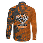 Wests Tigers Rugby Family Matching Puletasi and Hawaiian Shirt Fierce Mascot Geometric Tribal Art