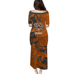 Wests Tigers Rugby Family Matching Puletasi and Hawaiian Shirt Fierce Mascot Geometric Tribal Art