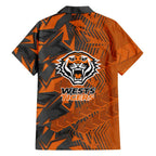 Wests Tigers Rugby Family Matching Short Sleeve Bodycon Dress and Hawaiian Shirt Fierce Mascot Geometric Tribal Art