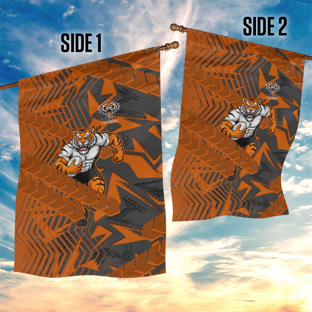 Wests Tigers Rugby Garden Flag Fierce Mascot Geometric Tribal Art