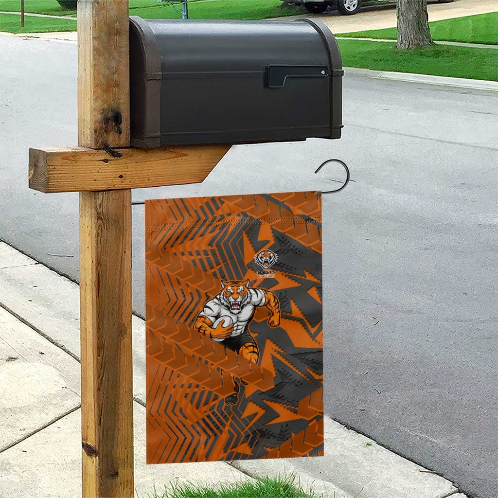 Wests Tigers Rugby Garden Flag Fierce Mascot Geometric Tribal Art