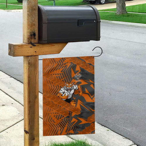 Wests Tigers Rugby Garden Flag Fierce Mascot Geometric Tribal Art