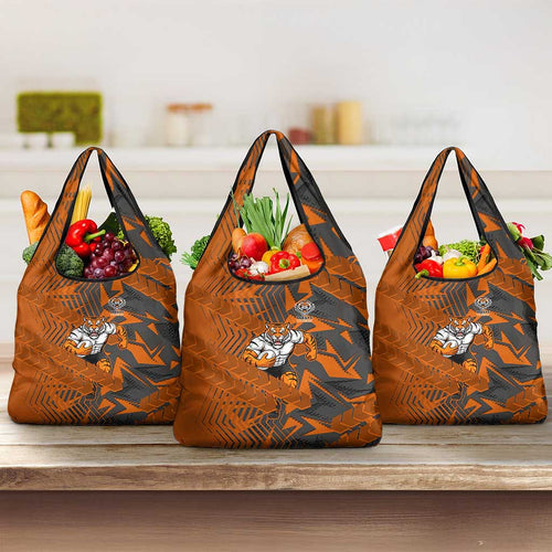 Wests Tigers Rugby Grocery Bag Fierce Mascot Geometric Tribal Art