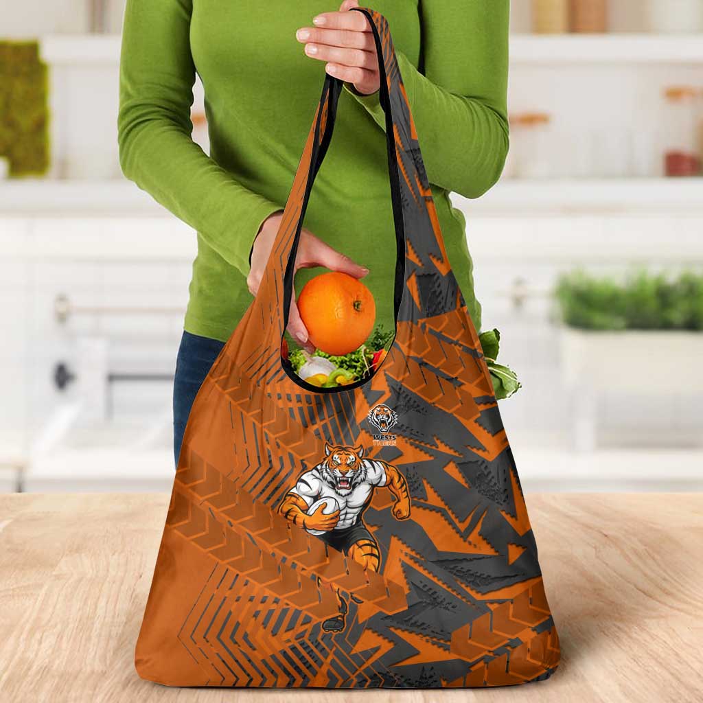 Wests Tigers Rugby Grocery Bag Fierce Mascot Geometric Tribal Art