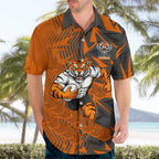 Wests Tigers Rugby Hawaiian Shirt Fierce Mascot Geometric Tribal Art