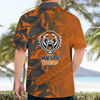 Wests Tigers Rugby Hawaiian Shirt Fierce Mascot Geometric Tribal Art