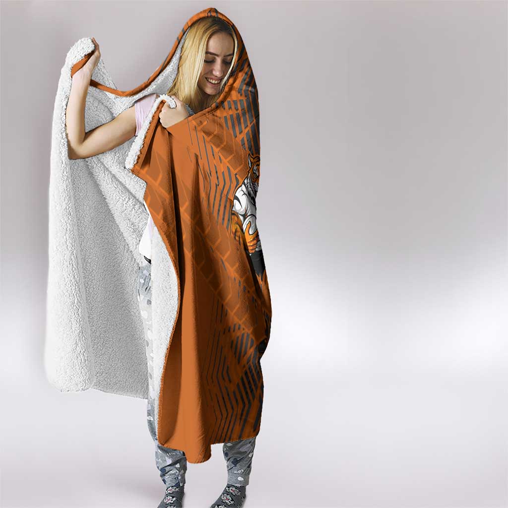 Wests Tigers Rugby Hooded Blanket Fierce Mascot Geometric Tribal Art