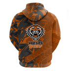 Wests Tigers Rugby Hoodie Fierce Mascot Geometric Tribal Art