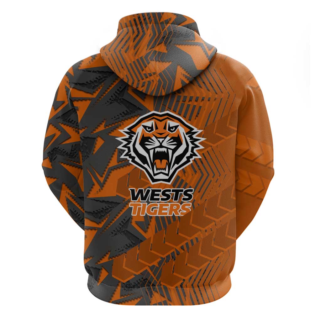 Wests Tigers Rugby Hoodie Fierce Mascot Geometric Tribal Art